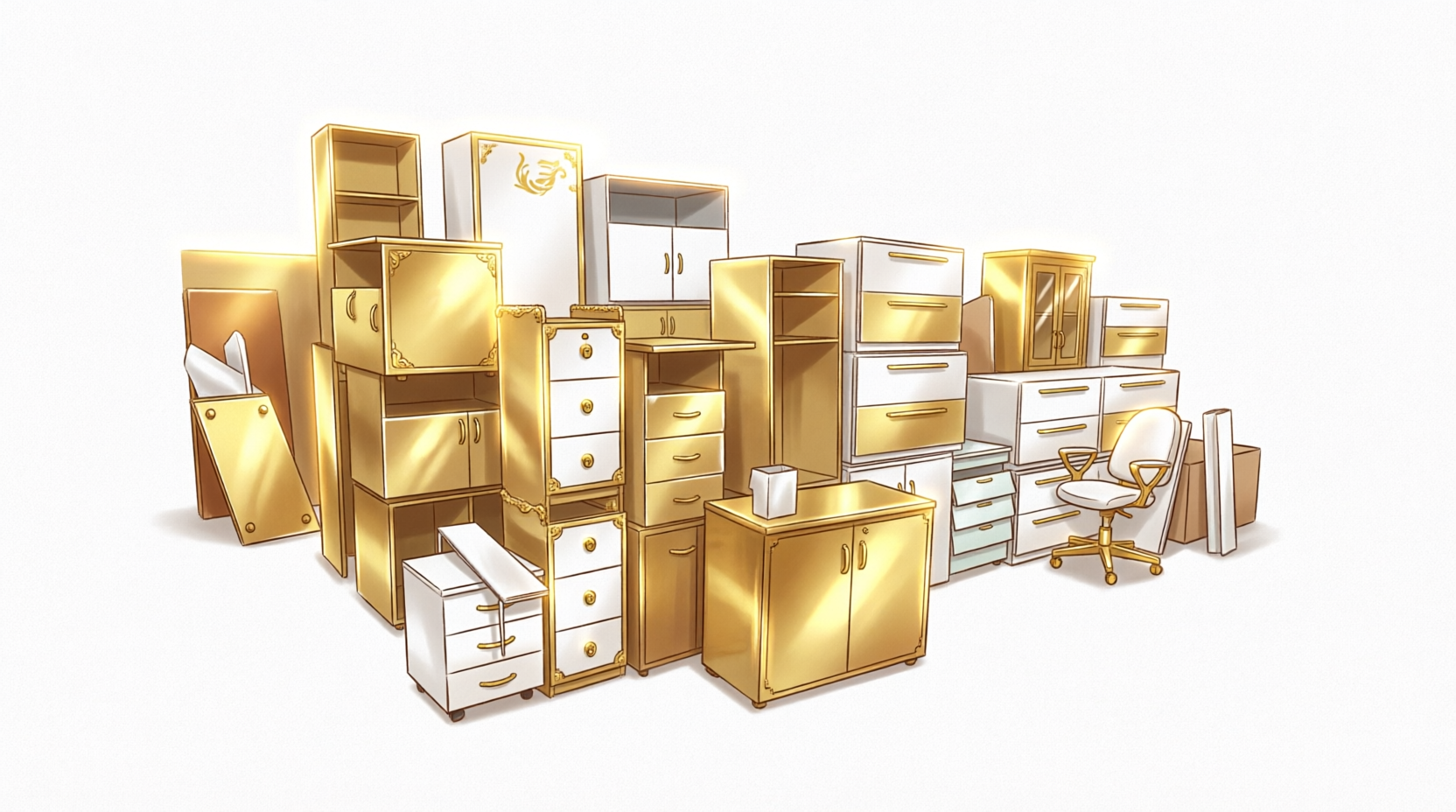 Офисное оборудование, бытовая техника, мебель 